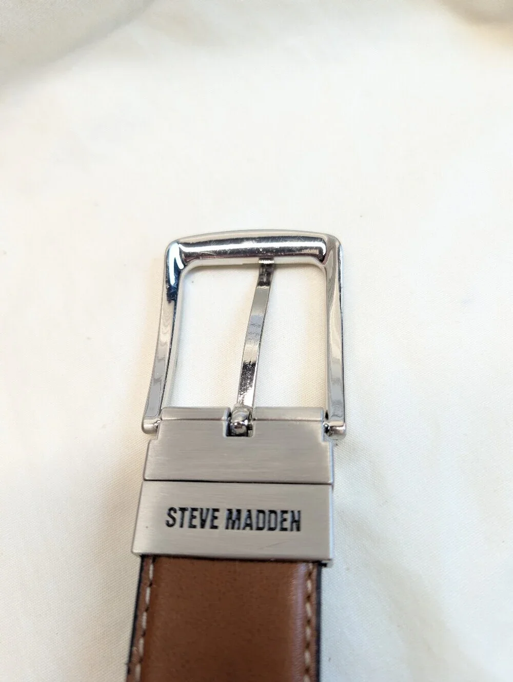 Steve Madden MEN'S‎ Reversible BELT SIZE (L 38/40) Black/Brown Silver Buckle